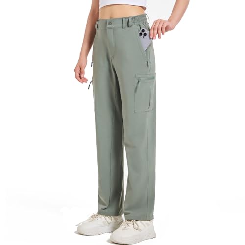 APWKL Cargohose für Damen, Wanderhose, Reisehose, wasserdicht, 4 Taschen, dehnbar, schnell trocknend, leicht, Grün Grau, 3X-Groß APWKL Cargohose für Damen, Wanderhose, Reisehose, wasserdicht, 4 Taschen, dehnbar, schnell trocknend, leicht, Grün Grau, 3X-Groß von APWKL