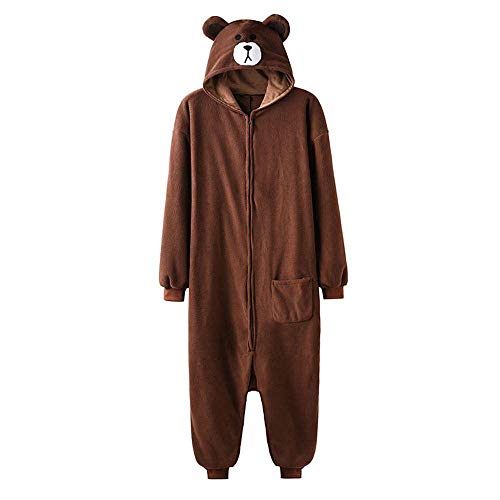 Schlafanzug Animal Onesie Plus Size Bär Kigurumis Erwachsene Frauen Männer Pyjama Schlaf Overall Polar Fleece Zipper Jumpsuit-XL von APWY