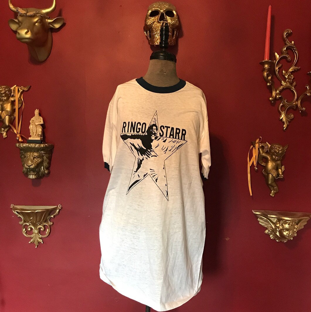 Rad 50/50 Retro Soft Vintage Siebdruck Ringo Starr Ringer Shirt Größe Xl Deadstock Perfekt von APaintedLadyVintage