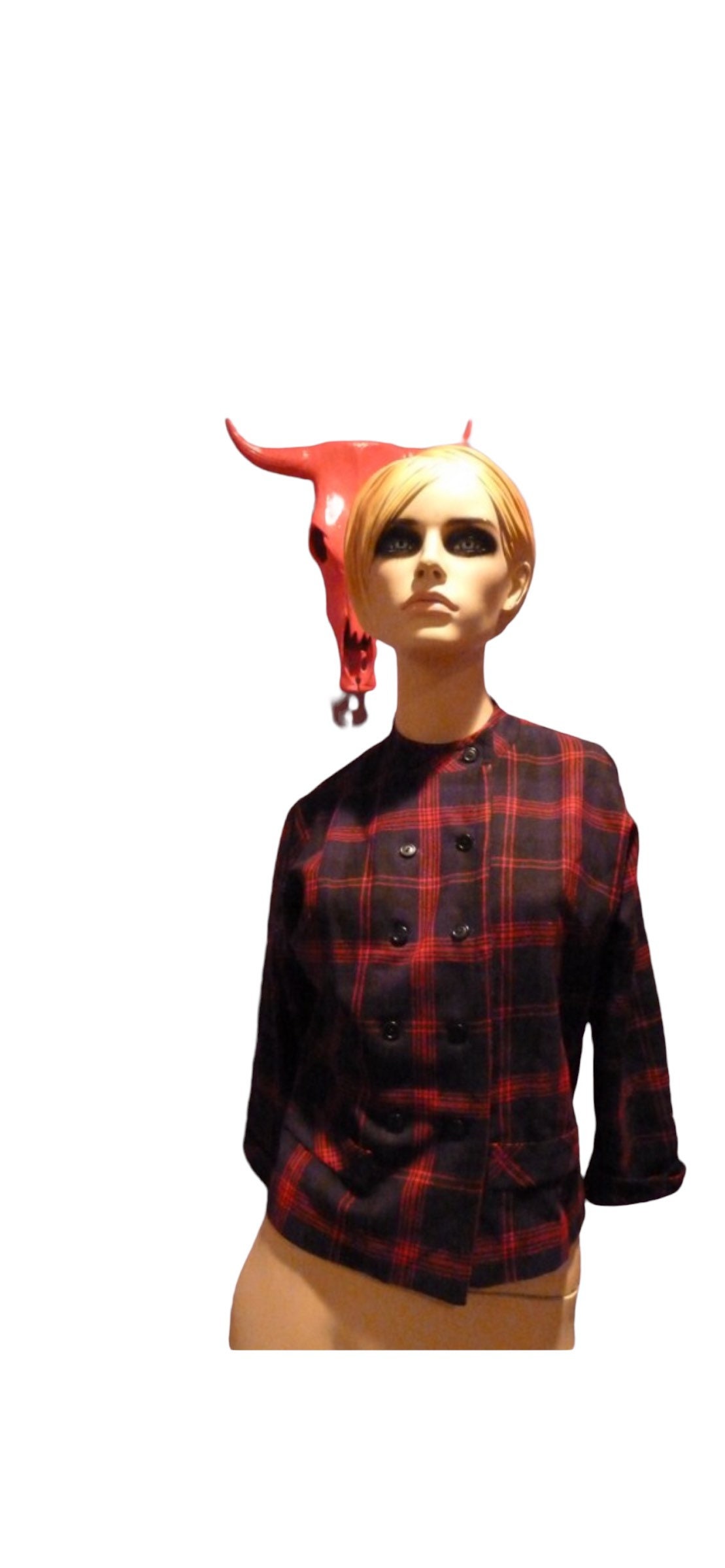 Sale Atemberaubende Karierte Circa 1950 Zweireihige Leichte Wolljacke Größe Klein Mittel Groß von APaintedLadyVintage