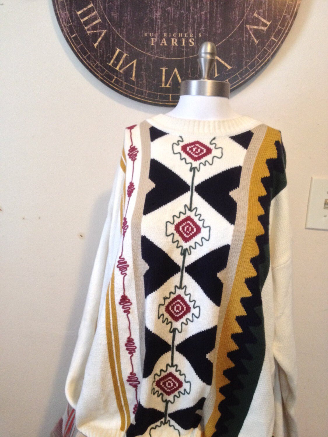 Verkauf Retro Unisex Baumwolle Südwesten Abstrakte Extra Große Pullover von APaintedLadyVintage