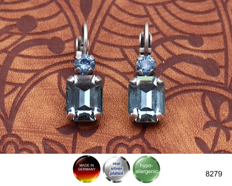 Ohrbrisur "Crystal Harmony" in Light Sapphire Und Denim Blue - Made Germany // 8279 von APjewelrycomponents