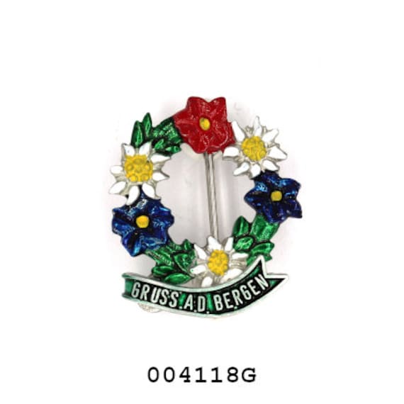Trachtenbrosche "Gruss Aus Den Bergen" - Made in Germany Souvenir ~ Trachtenschmuck Brosche von APjewelrycomponents