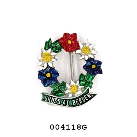 Trachtenbrosche "Gruss Aus Den Bergen" - Made in Germany Souvenir ~ Trachtenschmuck Brosche von APjewelrycomponents