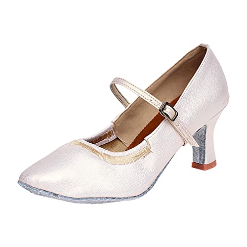 AQ899 Mid-High Heels Women Ballroom Latin Tango Dance Shoes Glitter Dance Shoes Pointed Toe Slip On Sandals for Party Wedding Dress von AQ899
