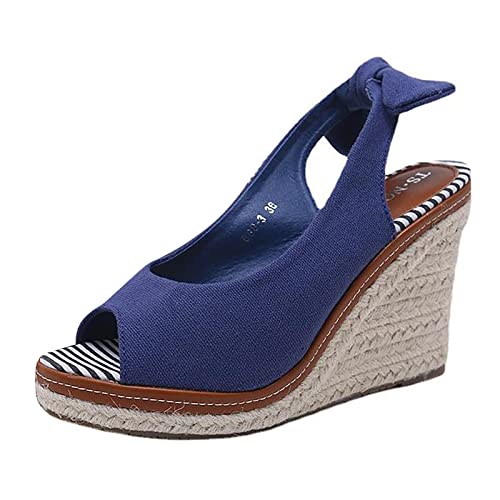 AQ899 Wedge Sandal for Women, 2023 Spring/Summer Roman Style Slope Heel Women's Sandals Back Strap Women's Shoes Foreign Trade Large Sandals for Daliy von AQ899