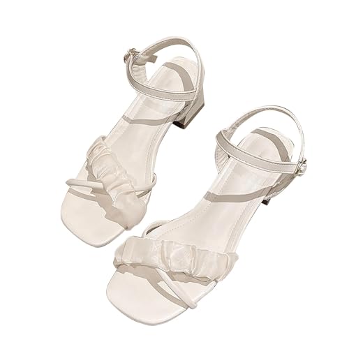 AQ899 Women Block Heel Sandals Crystal Thick High Heels Summer Buckle Rhinestone Sandals Open Toe Slingback Shoes Elegant Cross Strap Shoes von AQ899