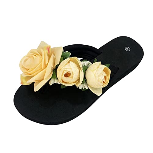 AQ899 Women Summer Flat Flip Flops Leisure Beach Sandals With Flower Decoration Toe Separator Slip-On Wedge Shoes Outdoor Slippers Arch Support von AQ899