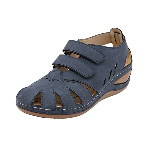 AQ899 Women Summer Orthopaedic Hollow Sandals Solid Hook Loop Wedges Sandals Round Toe Comfortable Beach Shoes Breathe Summer Spotr Shoes von AQ899