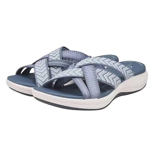 AQ899 Women Wedge Slippers with Cross Straps Upper Outdoor Slides with Soft Rubber Summer Flat Open Toe Sandals Beach Shoes von AQ899