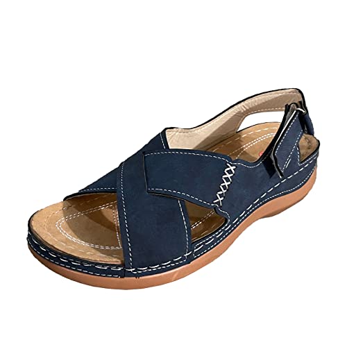 AQ899 Women's Casual Wedges Sandals Thick-Soled Leisure Shoes Breathable Slip-On Cross Straps Sandals With Rubber Sole Beach Shoes von AQ899
