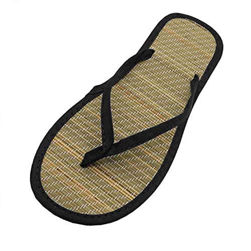 AQ899 Women's Flat Flip Flops with Cane Grass Sole Non-slip Indoor Outdoor Slippers Toe Separator Beach Shoes Party Shoes von AQ899