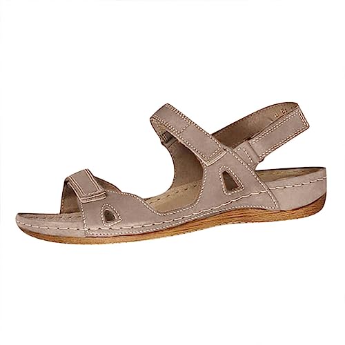 AQ899 Women's Open Toe Wedge Sandals Summer Orthopaedic Slippers With Soft Rubber Comfortable Roman Flat Slippers Slingback Sandals Breathe Outdoor Retro Slides Bohemian Shoes von AQ899