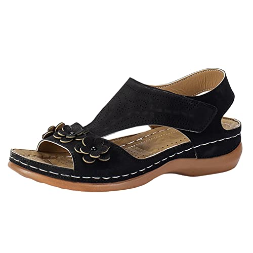 AQ899 Women's Open Toe Wedge Sandals Women's Orthopaedic Shoes with Natural Cork Footbed Summer Slippers with Soft Rubber Sole Comfortable Roman Flat Flip Flops Slingback Sandals Beach Shoes von AQ899