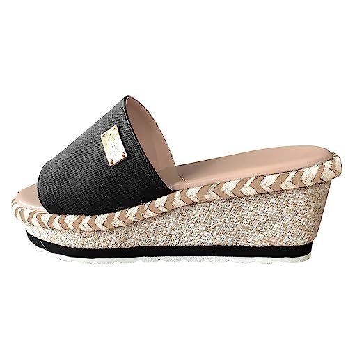 AQ899 Women's Orthopaedic Slip-Ins Sandals Summer Outdoor Wedge Knit Slippers Open Toe Slingback Slides With Arch Support Footbed Thick Sole Beach Shoes Solid Color Slides von AQ899