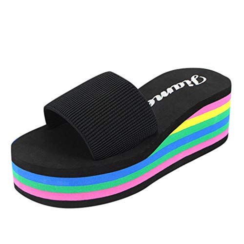 AQ899 Women's Orthopaedic Slip-Ins Sandals Summer Outdoor Wedge Knit Slippers with Colored Sole Open Toe Slingback Slides With Arch Support Footbed Thick Sole Beach Shoes von AQ899