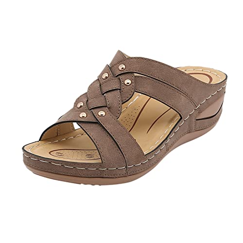 AQ899 Women's Slip-On Wedge Sandals Summer Orthopaedic Open Toe Slippers With Soft Rubber Comfortable Roman Flat Slippers Slingback Sandals Hollow Out Outdoor Slides Platform Beach Shoes von AQ899