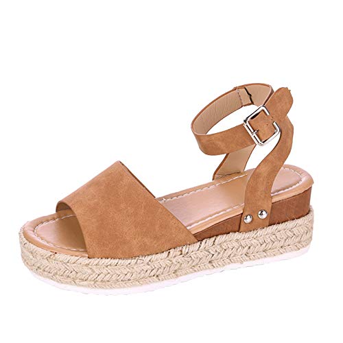 AQ899 Women's Thick Sole Knit Sandals, Comfortable Retro Sandals, Summer Wedge Buckle Straps Shoes, Wide Open Toe Shoes, Wedding Beach Shoes von AQ899