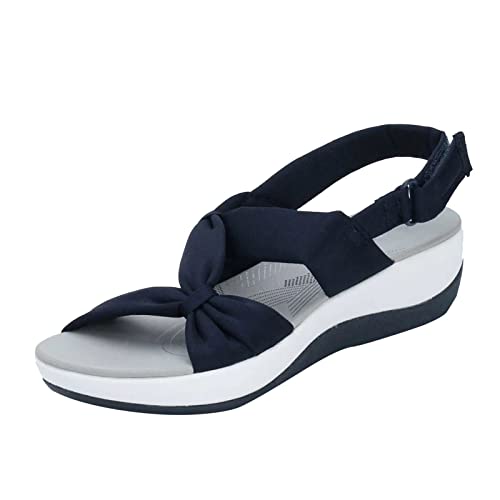 AQ899 Women's Wedge Bow Knot Sandals Summer Orthopaedic Buckle Straps Shoes Outdoor Wedge Slippers Open Toe Sport Sandals With Arch Support Footbed Hiking Beach Shoes von AQ899