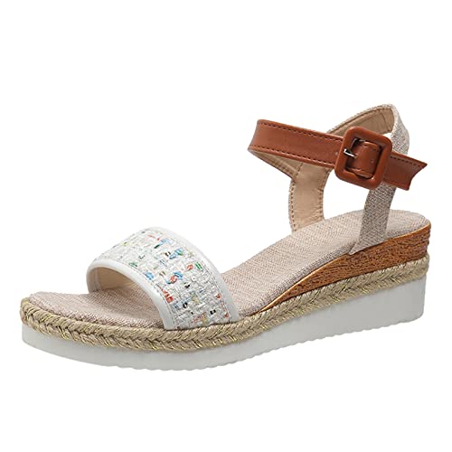 AQ899 Women's Wedge Sandals Buckle Straps Summer Outdoor Orthopaedic Slingback Slippers Sequins Decorative Sandals Open Toe Sport Sandals Beach Shoes Solid Color Slides von AQ899