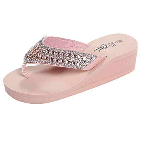 AQ899 Women's Wedges Sandals Summer Orthopedic Flip Flops with Crystals Arch Support Toe Separator Thick Sole Open Toe Slip On Slippers with Rubber Sole Bohemian Shoes von AQ899