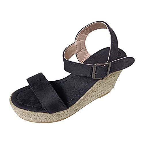 AQ899 Women's Wedges Sandals with Buckle Hook Summer Orthopedic Thick Sole Slippers Open Toe Slingback Sports Shoes with Rubber Sole Casual Shoes von AQ899