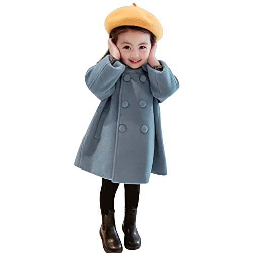 Kids Girls Trench Coat Toddler Baby Solid Coat Elegant Notched Collar Double Breasted Jacket Wool Coat Trench Coat Outerwear Kawaii Clothes A-63 von AQ899