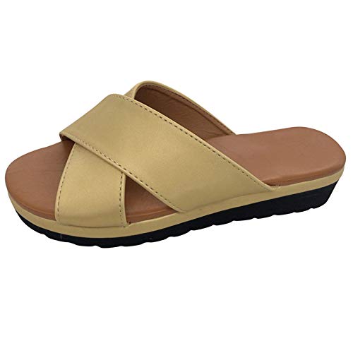 Toe Open Womens Roman Sandals Thick Sole Slippers Summer Wedges Sandals Fashion Slip-On Beach Party Shoes With Soft Rubber Sole Casual Platform Slides von AQ899