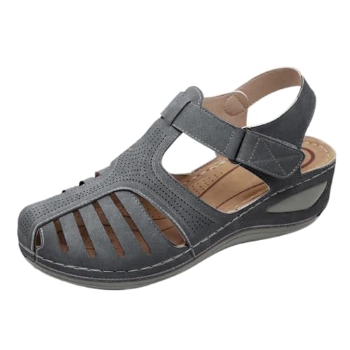 Wedge Sandals Round Toe Hollow Out Hook Loop Shoes Orthopaedic Shoes with Velcro Outdoor Slippers Party Shoes Material PU Fashion Slippers Slingback Shoes von AQ899