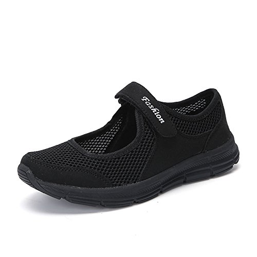 Women's Mesh Sports Shoes with Velcro Summer Flat Slip-Ins Close Toe Sandals Breathable Lightweight Hiking Slippers Memory Foam Sneaker Sandals Nurse Shoes Hands Free Shoes von AQ899