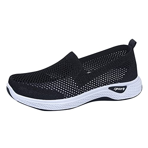 Women's Orthopaedic Sports Shoes Summer Flat Mesh Sandals Without Laces Slip-Ins Walking Shoes Breathable Hiking Sandals Memory Foam Sneaker Sandals Nurse Shoes Hands Free Solid Color Shoes von AQ899