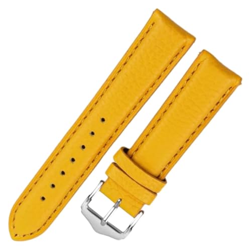 AQCDPJYU 18/19/20/22mm Helle Farbe Lychee Grain Echtleder Uhrenarmband Schnellverschluss Mechanische Uhren Armband Zubehör(Light Yellow,22mm) von AQCDPJYU