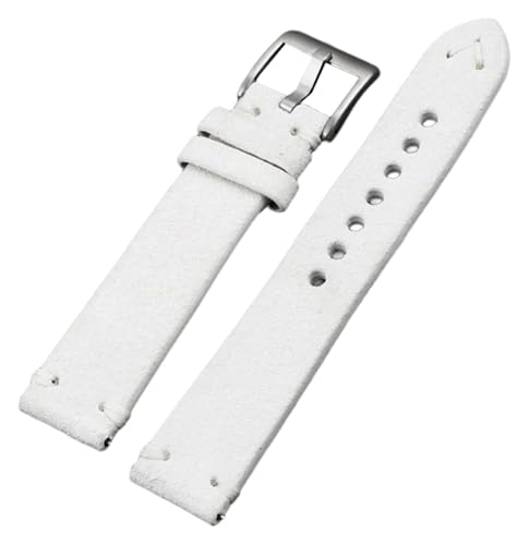 AQCDPJYU 20mm Weiß/Grau Quick Release Vintage Wildleder Leder Handgemachte Armband Ersatz(White) von AQCDPJYU
