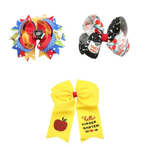 3 Stück Schleifen Haarspange, Haarschleifen Clip, Schule Saison Haarschleifen Mädchen, Haarspangen Haarklammer mit Schleifen für Damen, Mädchen (D) von AQCQDQ