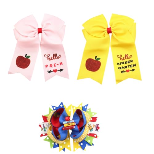 3 Stück Schleifen Haarspange, Haarschleifen Clip, Schule Saison Haarschleifen Mädchen, Haarspangen Haarklammer mit Schleifen für Damen, Mädchen (F) von AQCQDQ