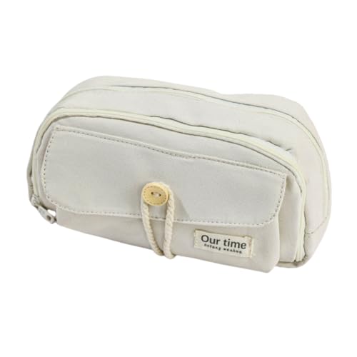 AQCQDQ Federmäppchen Pencil case Große Kapazität Mäppchen Kapazität Federmappe Federmappe Erwachsene für Kinder Studenten Mädchen Jungs Multifunktional (Beige) von AQCQDQ