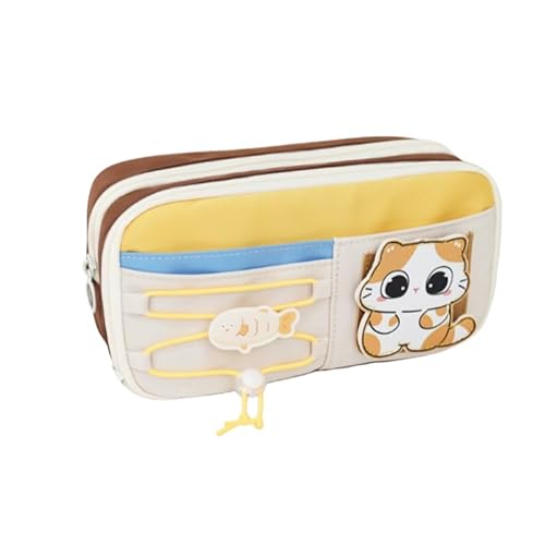 AQCQDQ Niedliches Capybara Federmäppchen Mit Capybara Clip Aufklebern, Mehrschichtige Stifttasche, Federmäppchen Mit Reißverschluss Niedlicher Schreibwaren Organizer Für Stifte (orange,22cm) von AQCQDQ