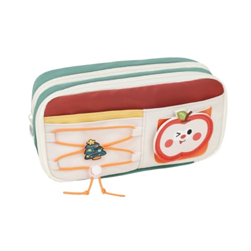 AQCQDQ Niedliches Capybara Federmäppchen Mit Capybara Clip Aufklebern, Mehrschichtige Stifttasche, Federmäppchen Mit Reißverschluss Niedlicher Schreibwaren Organizer Für Stifte (rot,22cm) von AQCQDQ