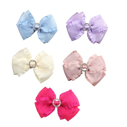 Haarschleifen Clip, Schleifen Haarspangen, Damen-Haarspangen Mit Stoff Satin Schleife Haarklammer Haarschmuck, Schmetterlings Haarspangen Mädchen Haarschmuck Schleife (5PCS-A) von AQCQDQ