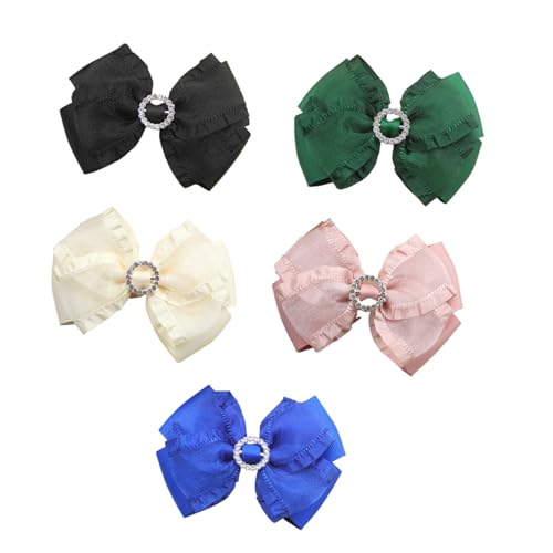 Haarschleifen Clip, Schleifen Haarspangen, Damen-Haarspangen Mit Stoff Satin Schleife Haarklammer Haarschmuck, Schmetterlings Haarspangen Mädchen Haarschmuck Schleife (5PCS-B) von AQCQDQ