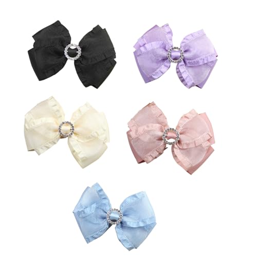Haarschleifen Clip, Schleifen Haarspangen, Damen-Haarspangen Mit Stoff Satin Schleife Haarklammer Haarschmuck, Schmetterlings Haarspangen Mädchen Haarschmuck Schleife (5PCS-C) von AQCQDQ
