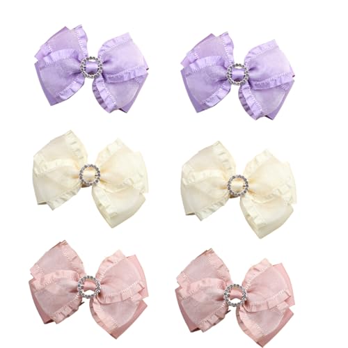 Haarschleifen Clip, Schleifen Haarspangen, Damen-Haarspangen Mit Stoff Satin Schleife Haarklammer Haarschmuck, Schmetterlings Haarspangen Mädchen Haarschmuck Schleife (6PCS) von AQCQDQ
