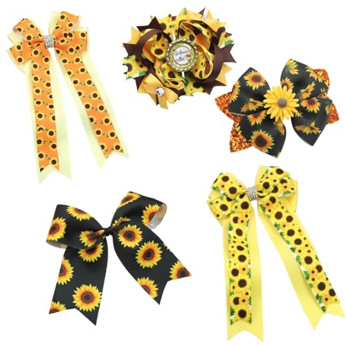 Haarschleifen Clip, Sonnenblume Schleifen Haarspangen, Schleifen Haarbänder Haarnadelschleife, Haarschleifen für Damen Haarklammern mit Blumenmuster (E) von AQCQDQ