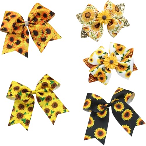 Haarschleifen Clip, Sonnenblume Schleifen Haarspangen, Schleifen Haarbänder Haarnadelschleife, Haarschleifen für Damen Haarklammern mit Blumenmuster (G) von AQCQDQ