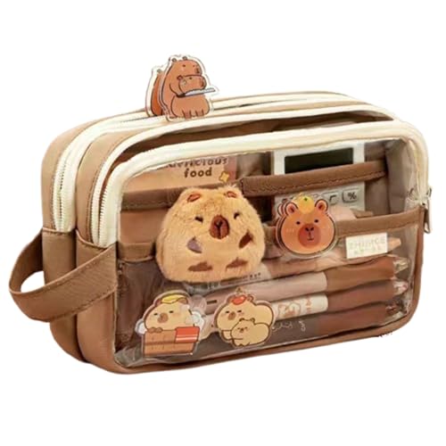 Nettes Capybara Stiftetui Set,Transparentes Capybara Mäppchen, Capybara Federmäppchen mit Großer Kapazität,Aesthetic Pencil Case Capybara,für Kinder Studenten Mädchen Jungs Multifunktional (40cm) von AQCQDQ