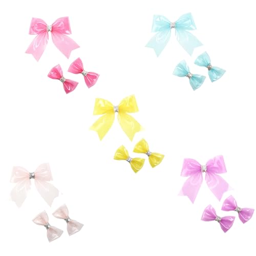 Schleifen-Haarspangen, Wasserdichte Haarspange Haarschleifen Mädchen, Transparente Haarspange Haarclip Schleife Set, Hair Bow Hair Clip Haarschmuck Hair Accessories (5PCS-A) von AQCQDQ