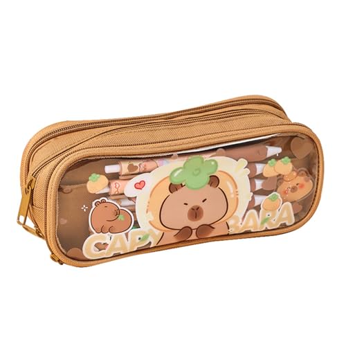 Transparentes Capybara Mäppchen,Nettes Capybara Stiftetui Set, Capybara Federmäppchen mit Großer Kapazität,Aesthetic Pencil Case Capybara,für Kinder Studenten Mädchen Jungs Multifunktional (25 cm) von AQCQDQ