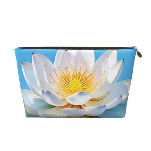 Asiatische Lotu's Muster Druck Leder Reise Kulturbeutel für Frauen Reisetasche für Toilettenartikel Kosmetiktasche Make-up-Tasche, gold, Einheitsgröße, Kulturbeutel von AQHNBM