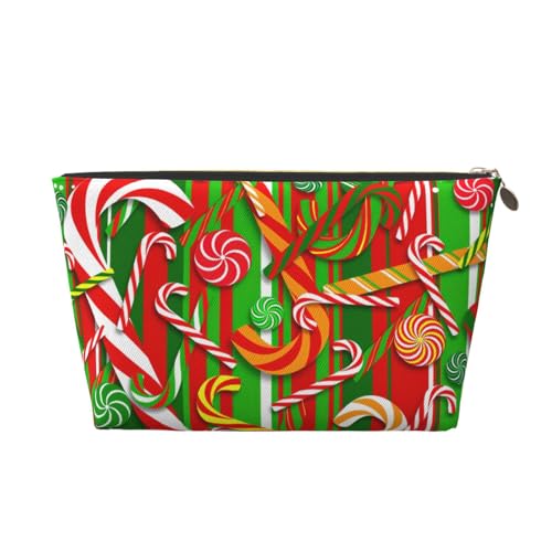 Frohe Weihnachten.Druck Leder Reise Kulturbeutel für Frauen Reisetasche für Toilettenartikel Kosmetiktasche Make-up-Tasche, gold, Einheitsgröße, Kulturbeutel von AQHNBM