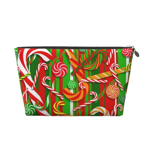 Frohe Weihnachten.Druck Leder Reise Kulturbeutel für Frauen Reisetasche für Toilettenartikel Kosmetiktasche Make-up-Tasche, silber, Einheitsgröße, Kulturbeutel von AQHNBM
